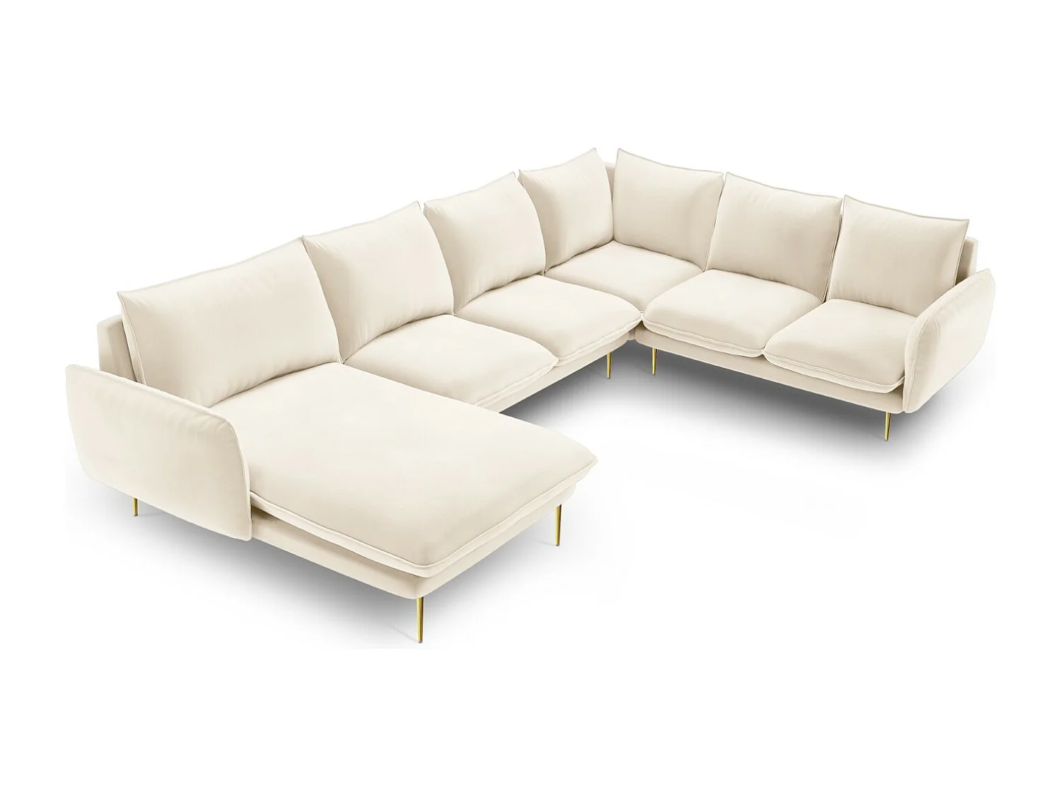 Cosmopolitan Design - Narożnik prawy panoramiczny, "Vienna" 7 miejsc welur, beż jasny - 330x235x95cm 3744751 - obrazek 1