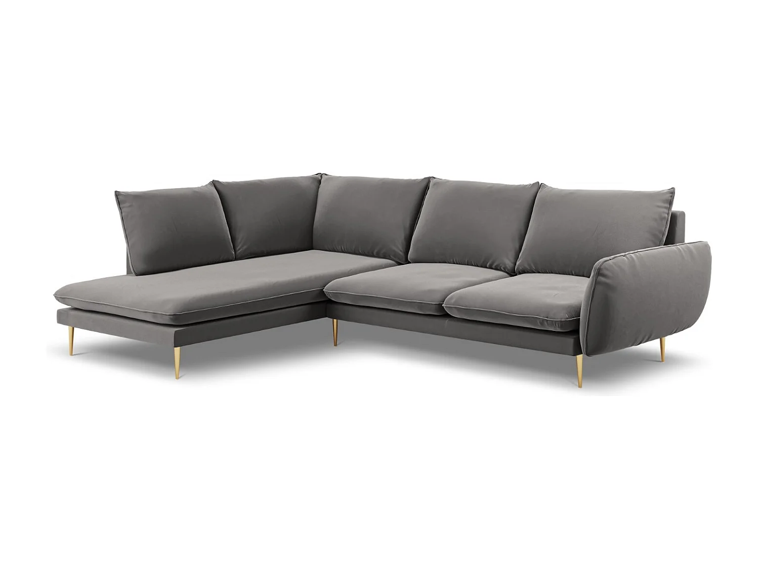 Cosmopolitan Design - Narożnik lewy, "Vienna" 6 miejsc welur, szary jasny - 275x185x95cm 3744750 - obrazek 1