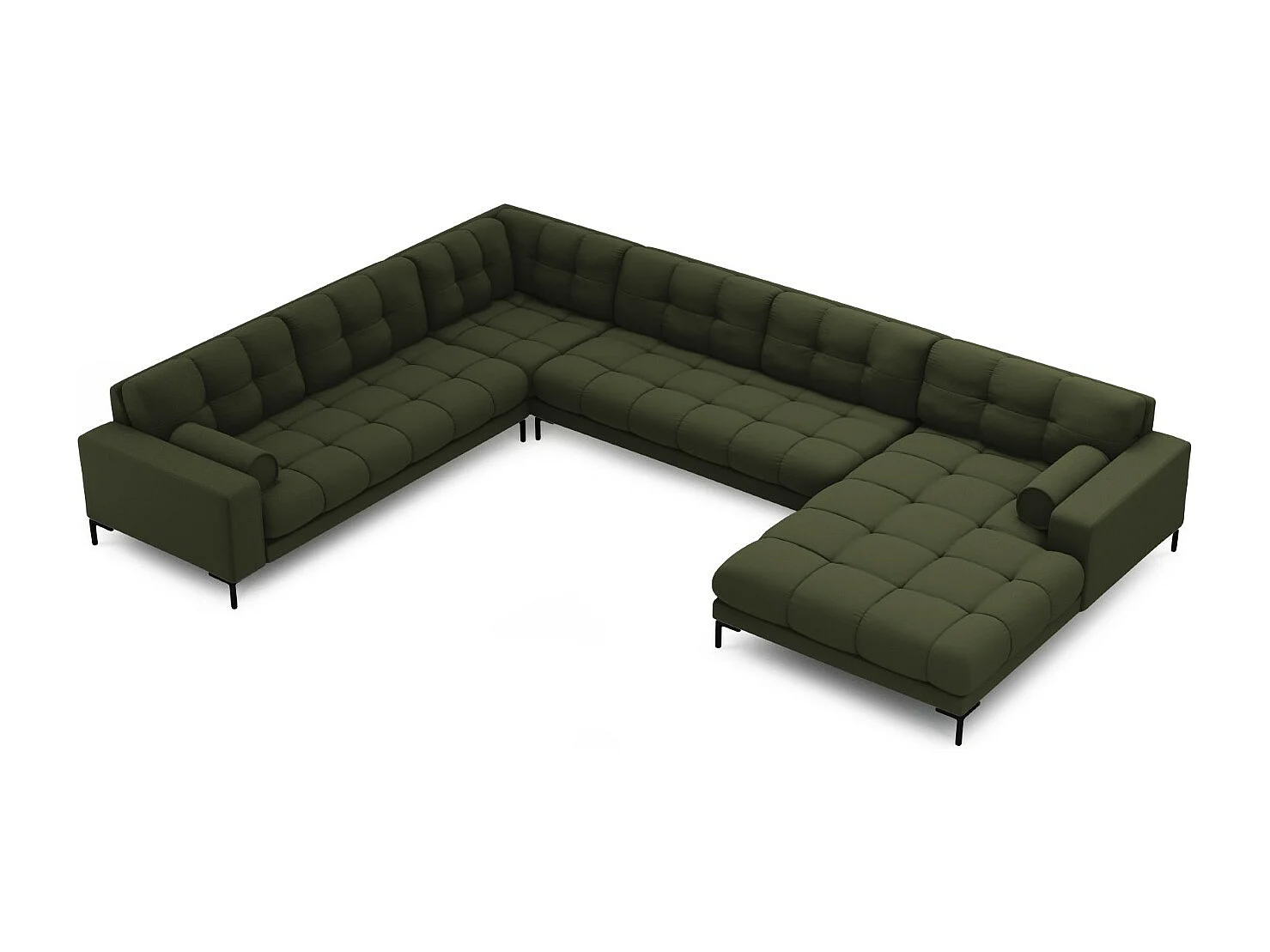 Cosmopolitan Design – Narożnik lewy panoramiczny, „Bali” 7 miejsc tkanina strukturalna, zielony – 327x256x75cm 3744754