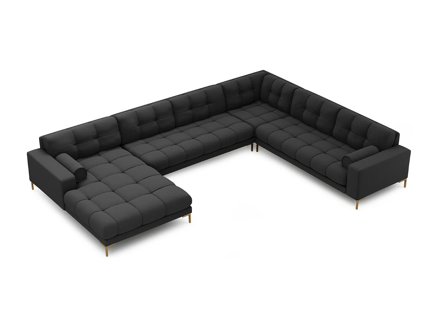 Cosmopolitan Design - Narożnik prawy panoramiczny, "Bali" 7 miejsc tkanina strukturalna, szary ciemny - 327x256x75cm 3744765 - obrazek 1