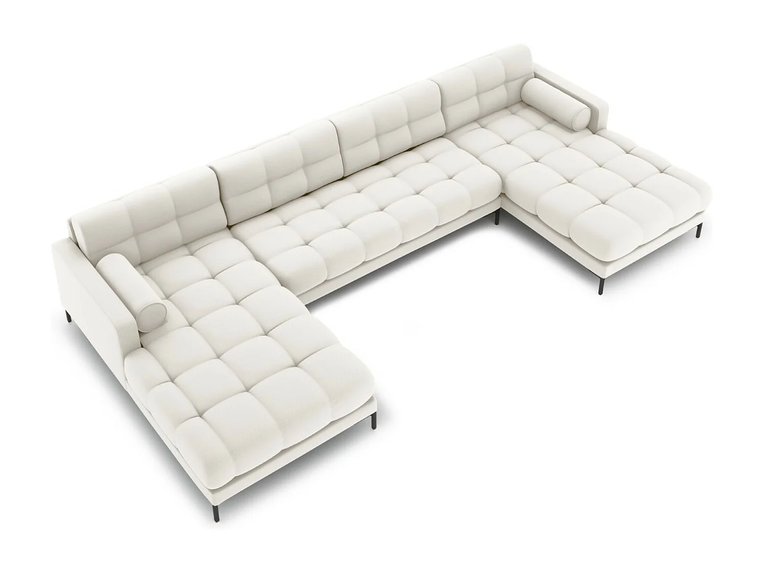 Cosmopolitan Design - Sofa panoramiczna, "Bali" 7 miejsc tkanina strukturalna, beż jasny - 383x185x75cm 3744791 - obrazek 1