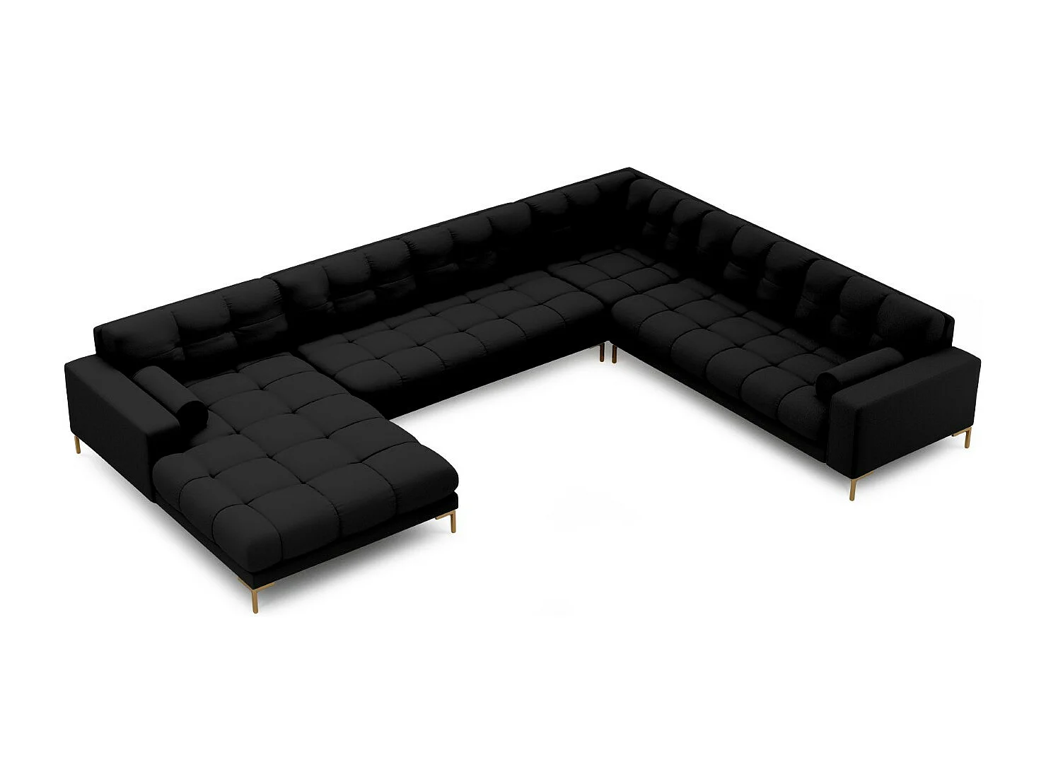 Cosmopolitan Design - Narożnik prawy panoramiczny, "Bali" 7 miejsc tkanina strukturalna, czarny - 327x256x75cm 3744812 - obrazek 1