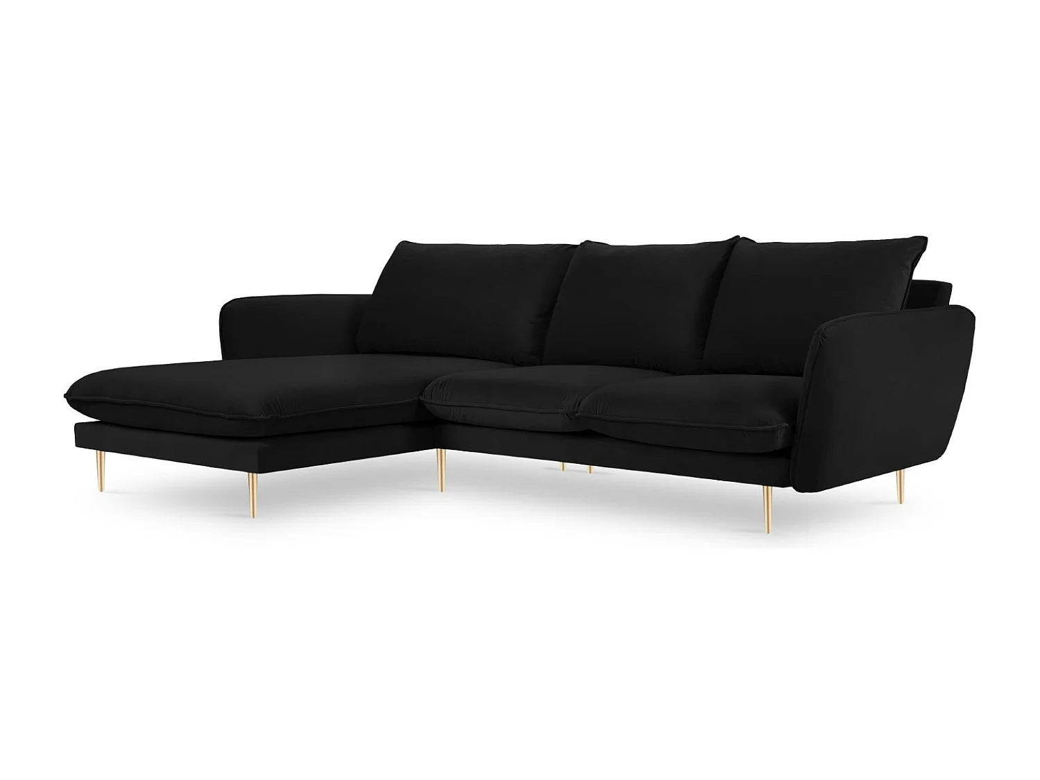 Cosmopolitan Design - Narożnik lewy, "Vienna" 5 miejsc welur, czarny - 255x170x95cm 3744815 - obrazek 1