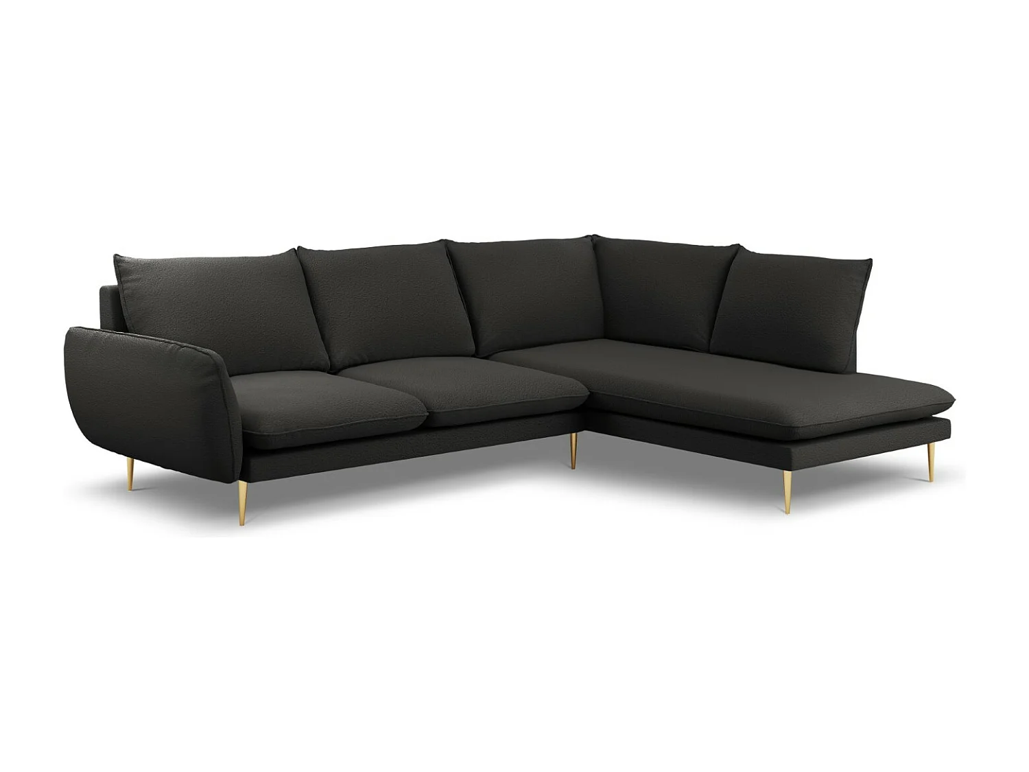 Cosmopolitan Design – Narożnik prawy, „Vienna” 6 miejsc boucle, czarny – 275x185x95cm 3744825