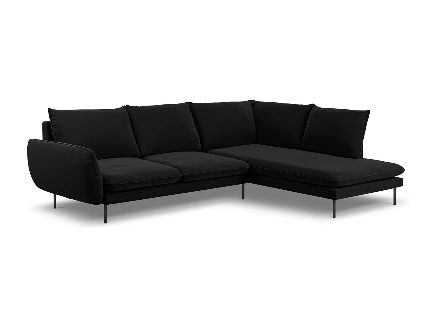 Cosmopolitan Design - Narożnik prawy, "Vienna" 6 miejsc welur, czarny - 275x185x95cm 3744829 - obrazek 1