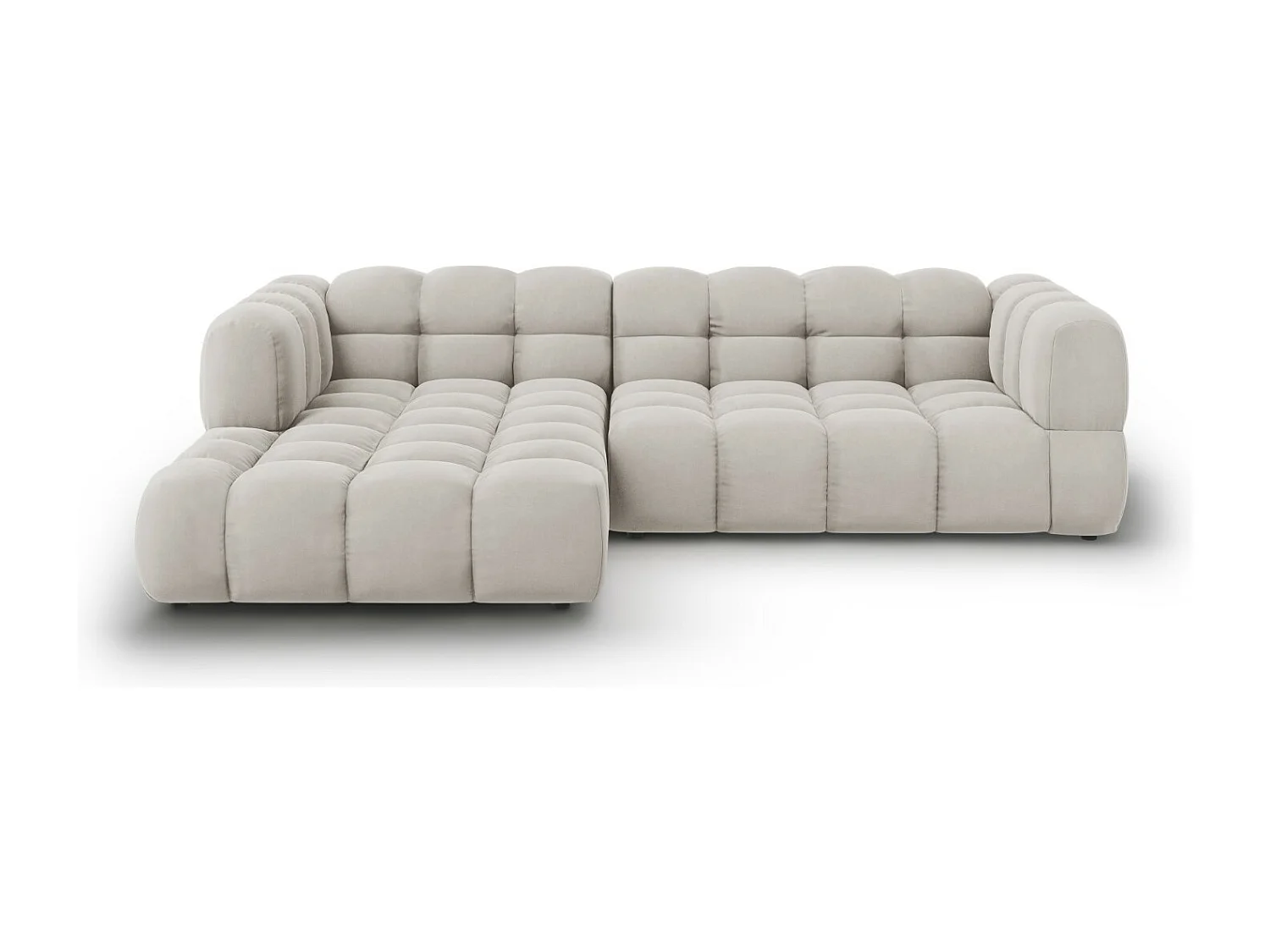 Cosmopolitan Design – Narożnik lewy panoramiczny, „Sky” 4 miejsca welur, beż jasny – 272x162x75cm 3744838