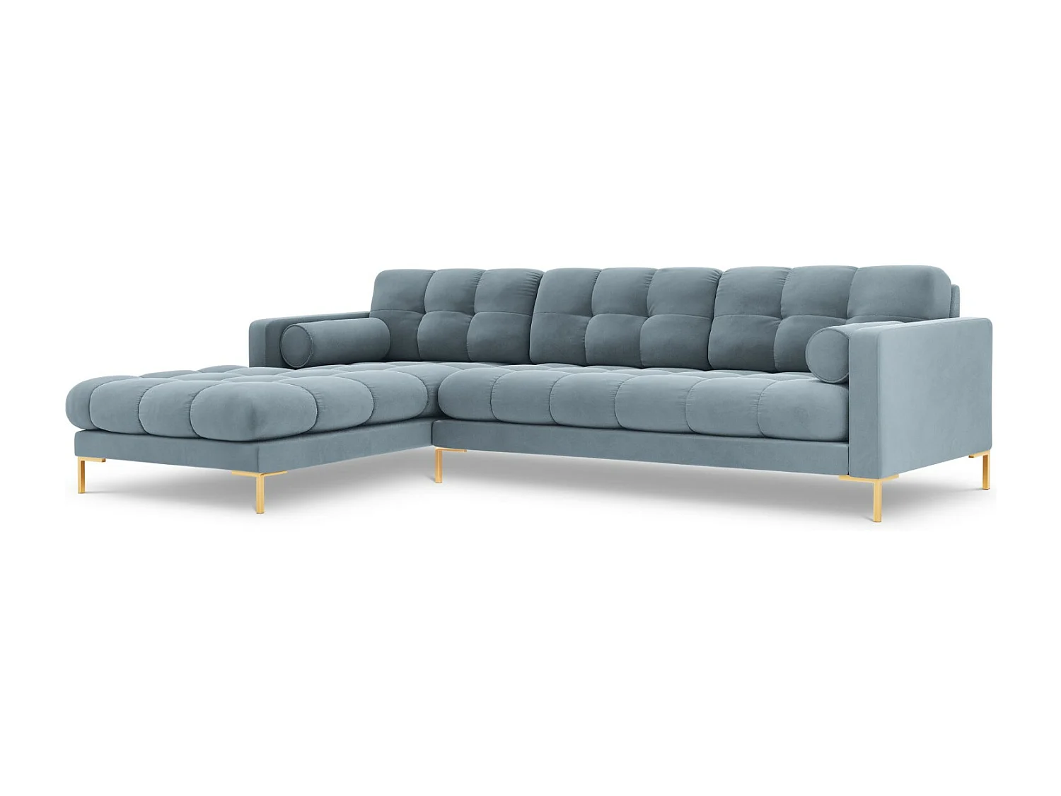 Cosmopolitan Design - Narożnik lewy, "Bali" 5 miejsc welur, niebieski jasny - 293x185x75cm 3744834 - obrazek 1