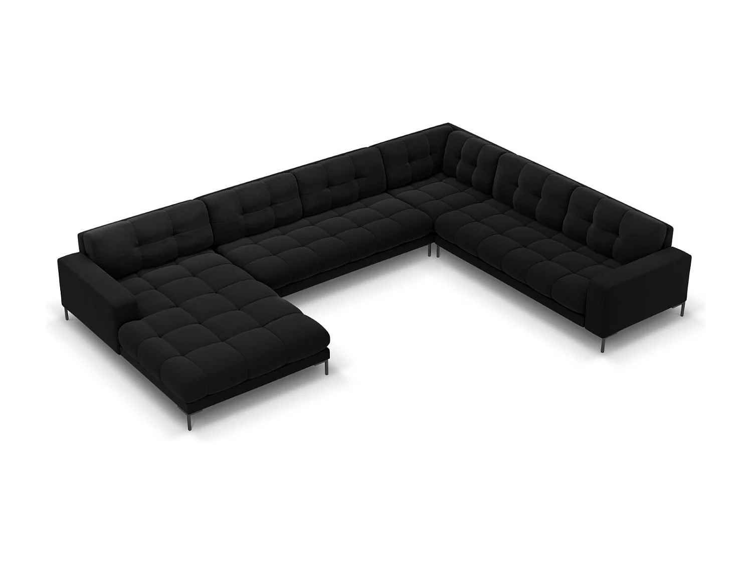 Cosmopolitan Design - Narożnik prawy panoramiczny, "Bali" 7 miejsc welur, czarny - 327x256x75cm 3744843 - obrazek 1