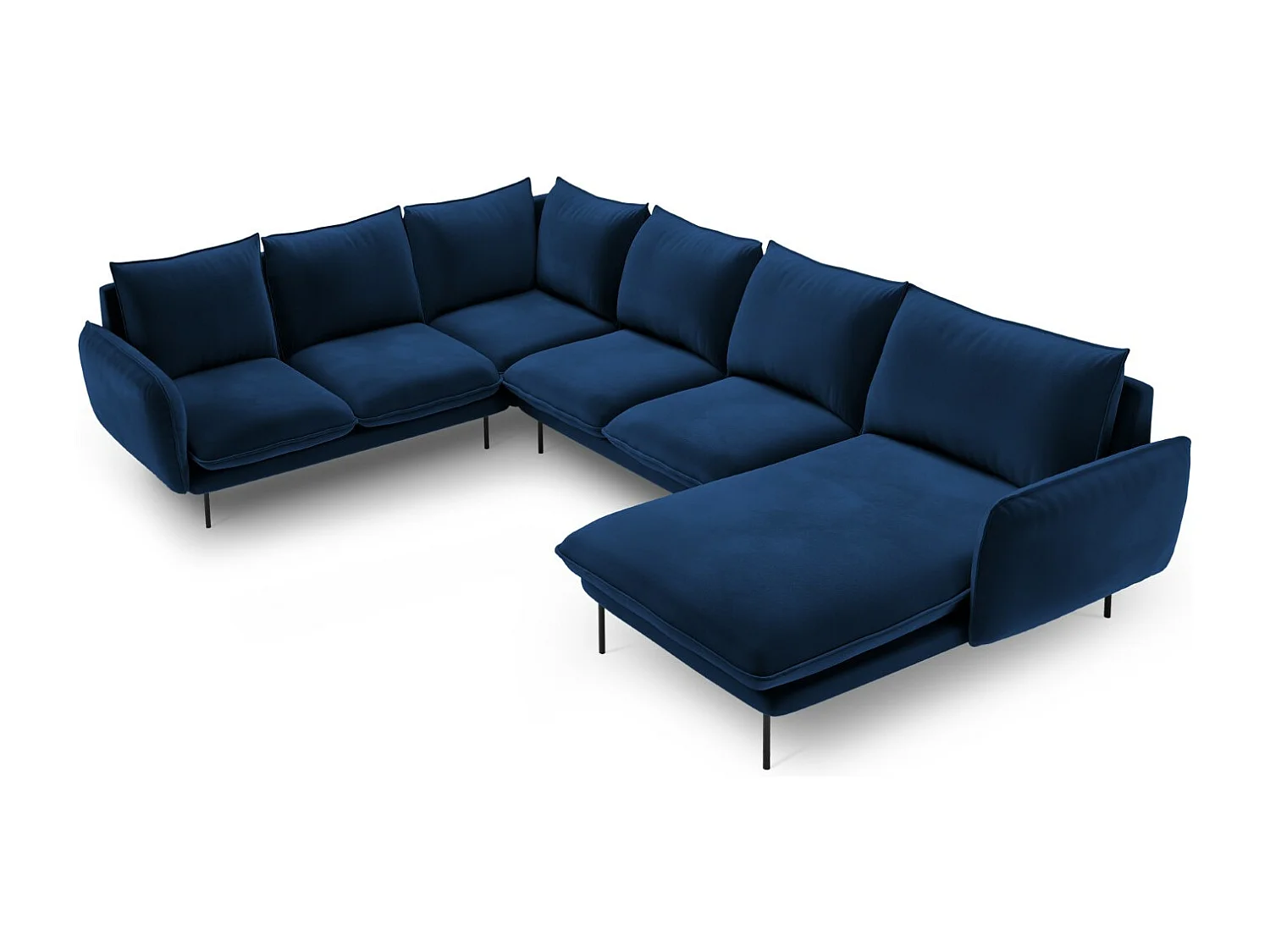 Cosmopolitan Design – Narożnik lewy panoramiczny, „Vienna” 7 miejsc welur, błękit królewski – 330x235x95cm 3744845