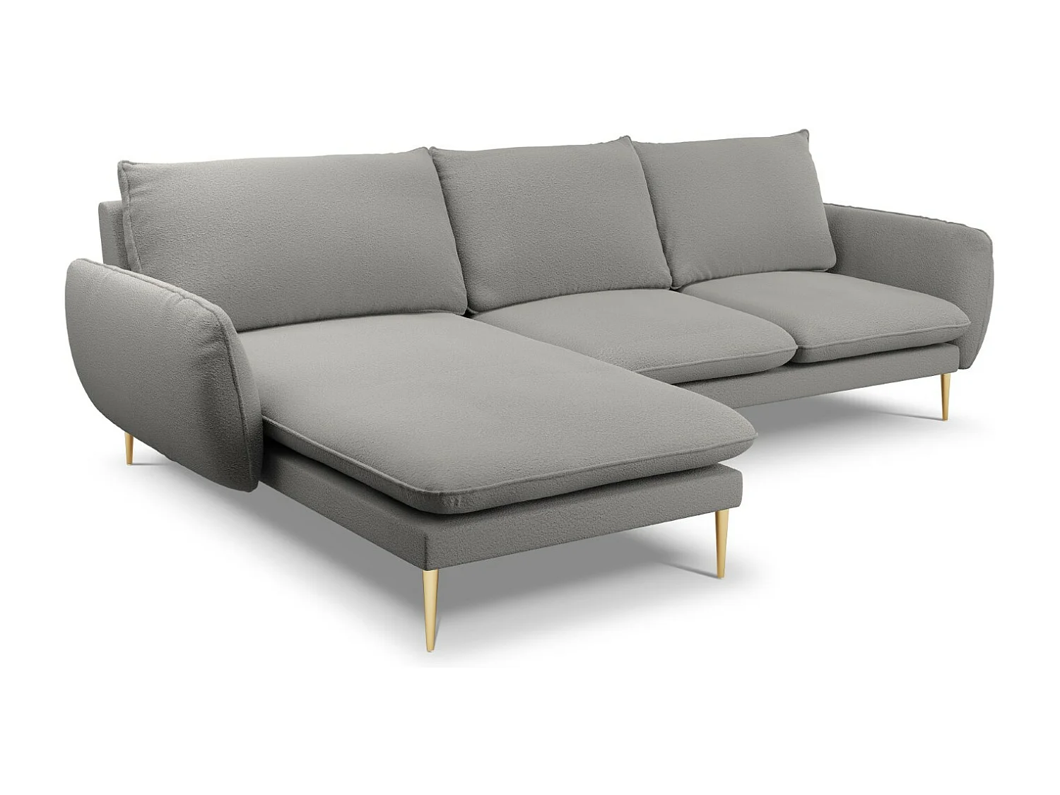 Cosmopolitan Design - Narożnik lewy, "Vienna" 5 miejsc boucle, szary - 255x170x95cm 3744850 - obrazek 1