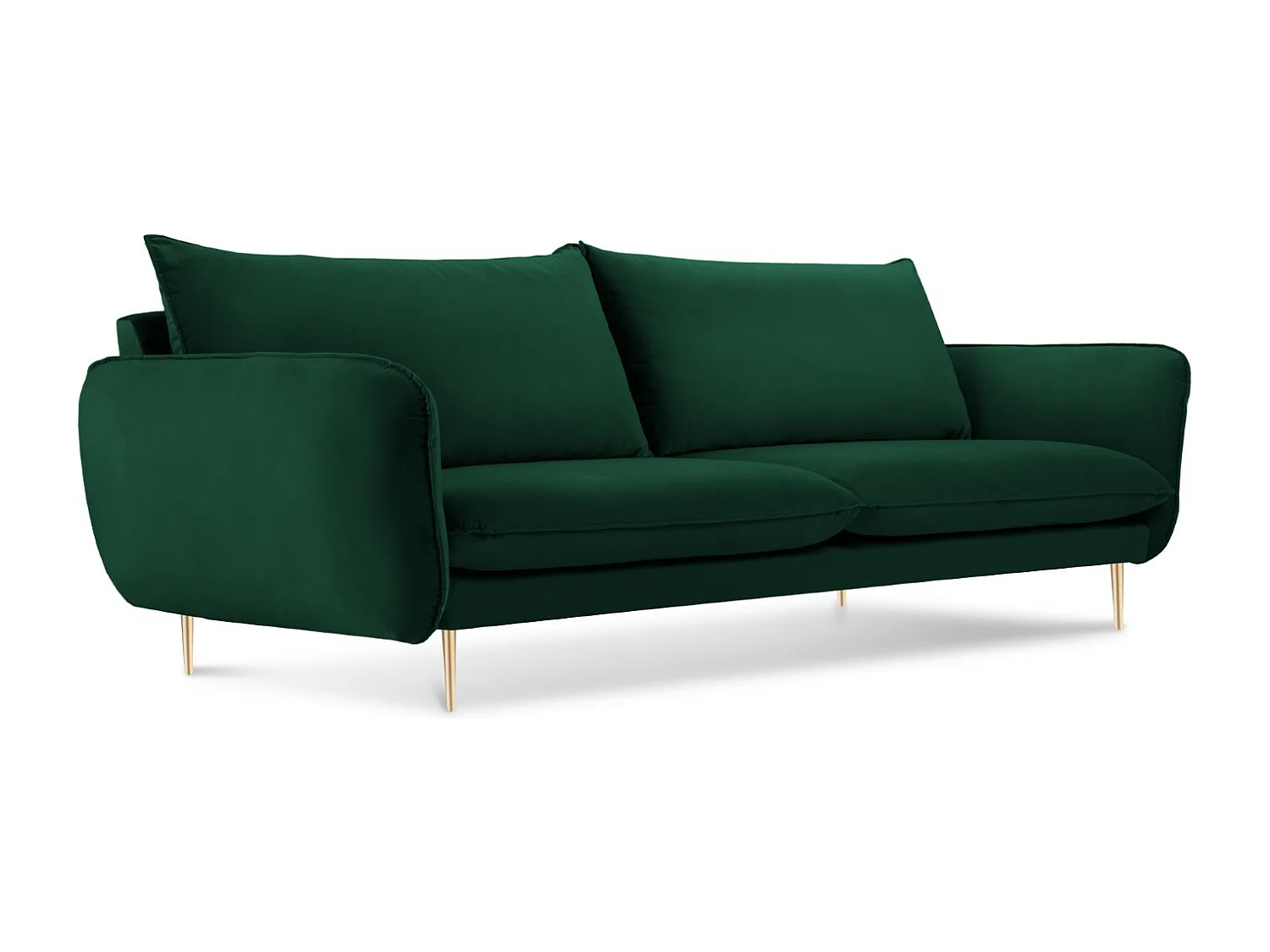 Cosmopolitan Design - Sofa, "Vienna" 3 miejsca welur, zielony butelkowy - 200x92x95cm 3744863 - obrazek 1