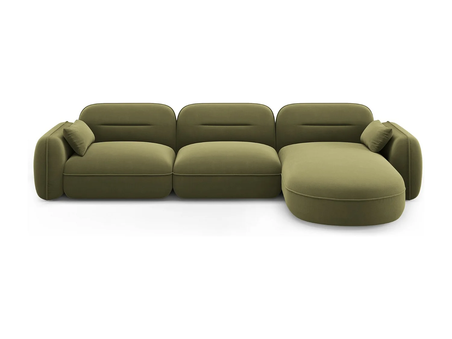 Cosmopolitan Design - Narożnik prawy panoramiczny, "Sydney" 4 miejsca welur, zielony jasny - 320x165x70cm 3744867 - obrazek 1