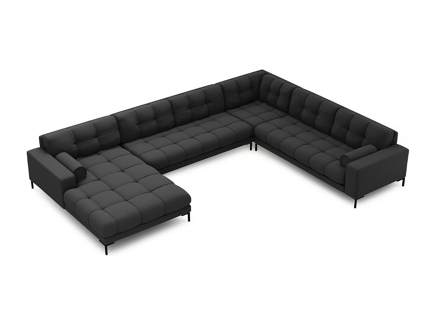 Cosmopolitan Design - Narożnik prawy panoramiczny, "Bali" 7 miejsc tkanina strukturalna, szary ciemny - 327x256x75cm 3744872 - obrazek 1