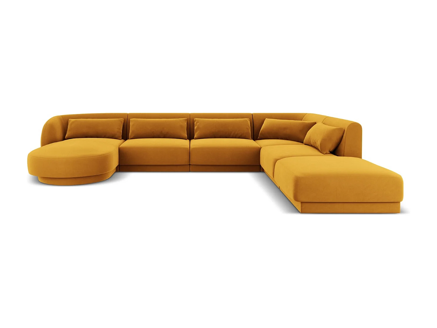Cosmopolitan Design - Narożnik prawy panoramiczny, "Tulum" 6 miejsc welur, żółty - 330x255x70cm 3744888 - obrazek 1