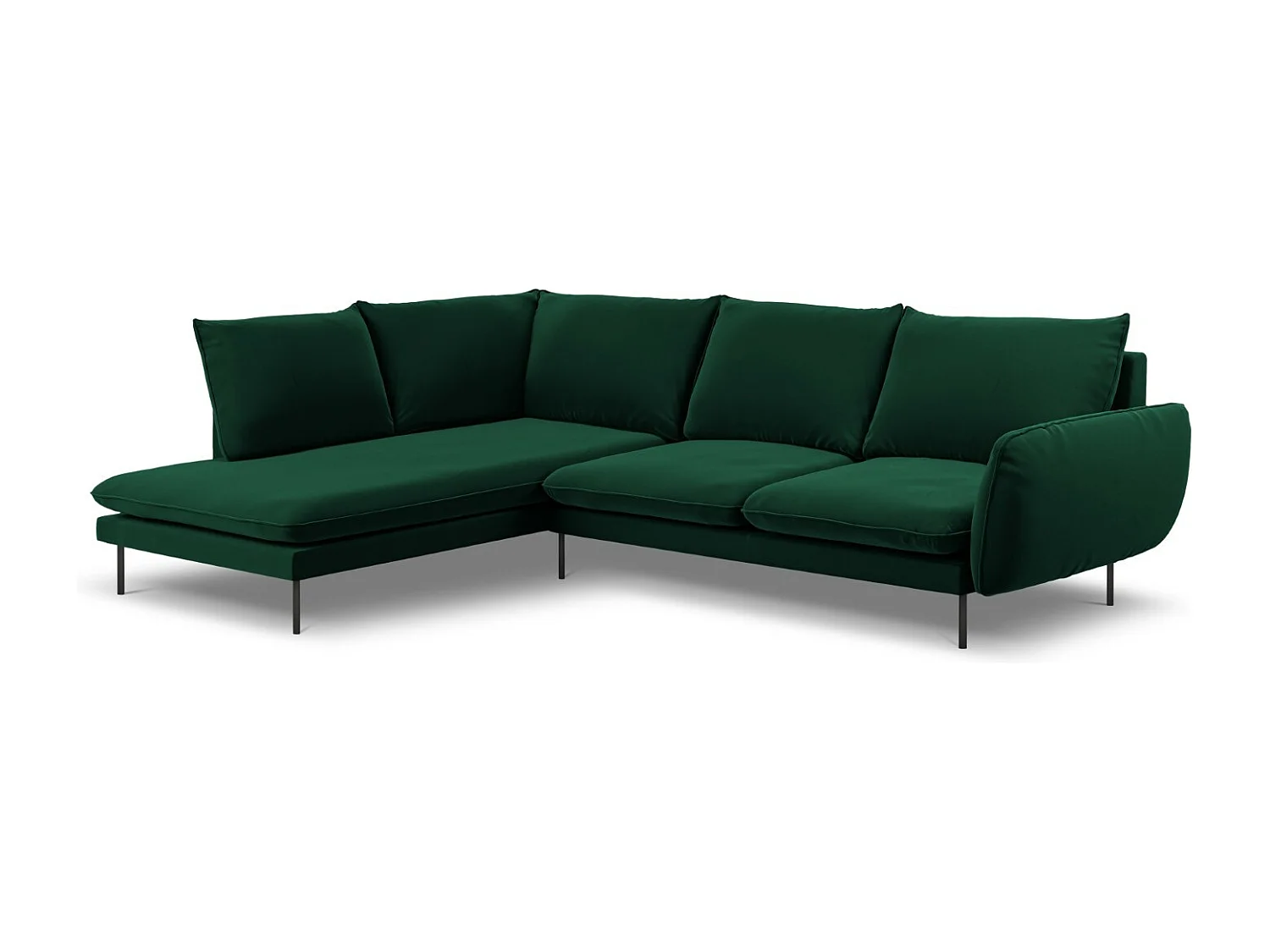 Cosmopolitan Design - Narożnik lewy, "Vienna" 6 miejsc welur, zielony butelkowy - 275x185x95cm 3744892 - obrazek 1