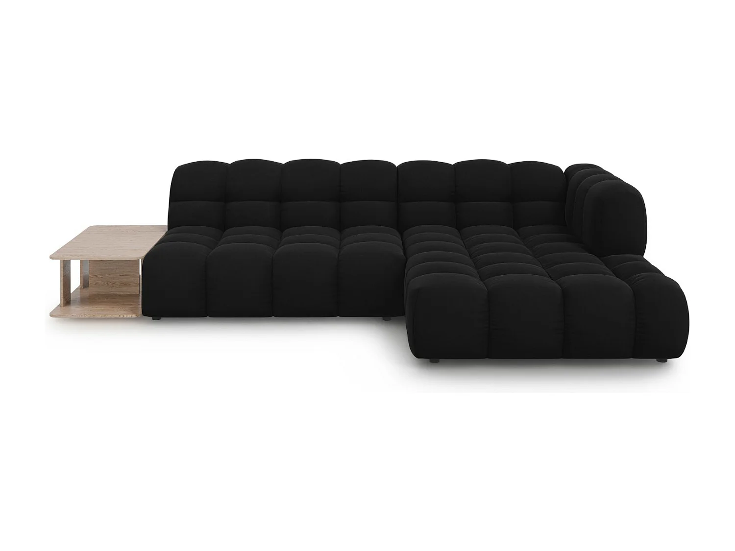 Cosmopolitan Design - Narożnik prawy panoramiczny, "Sky" 4 miejsca welur, czarny - 297x162x75cm 3744909 - obrazek 1