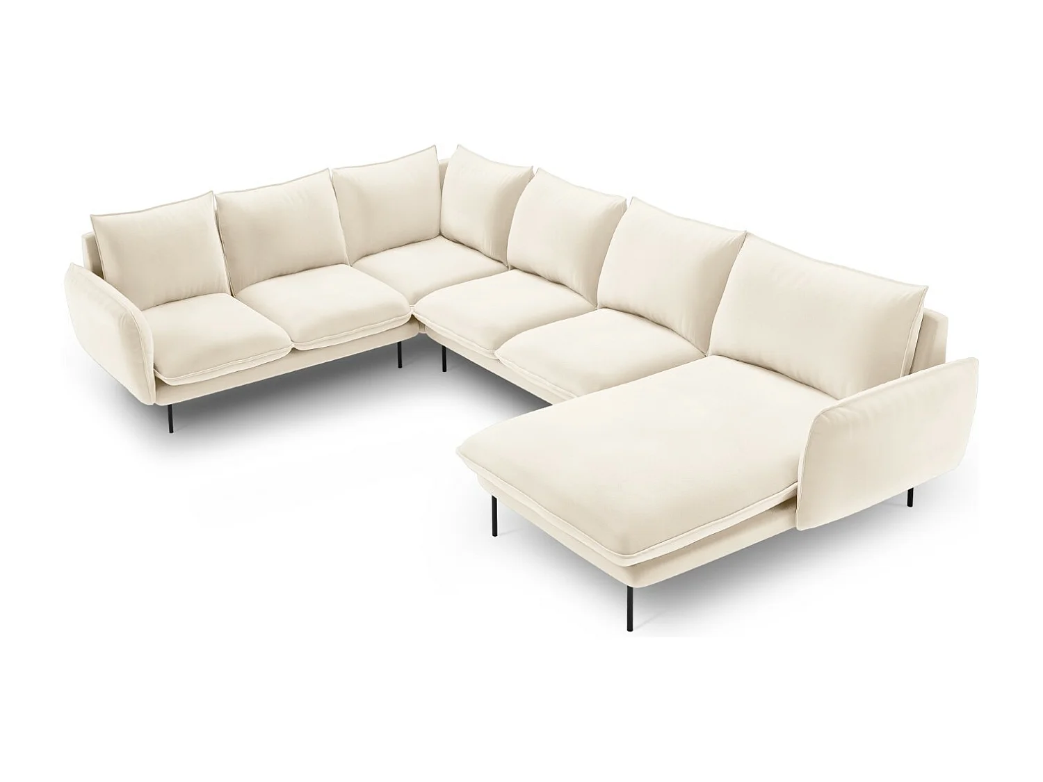Cosmopolitan Design – Narożnik lewy panoramiczny, „Vienna” 7 miejsc welur, beż jasny – 330x235x95cm 3744915