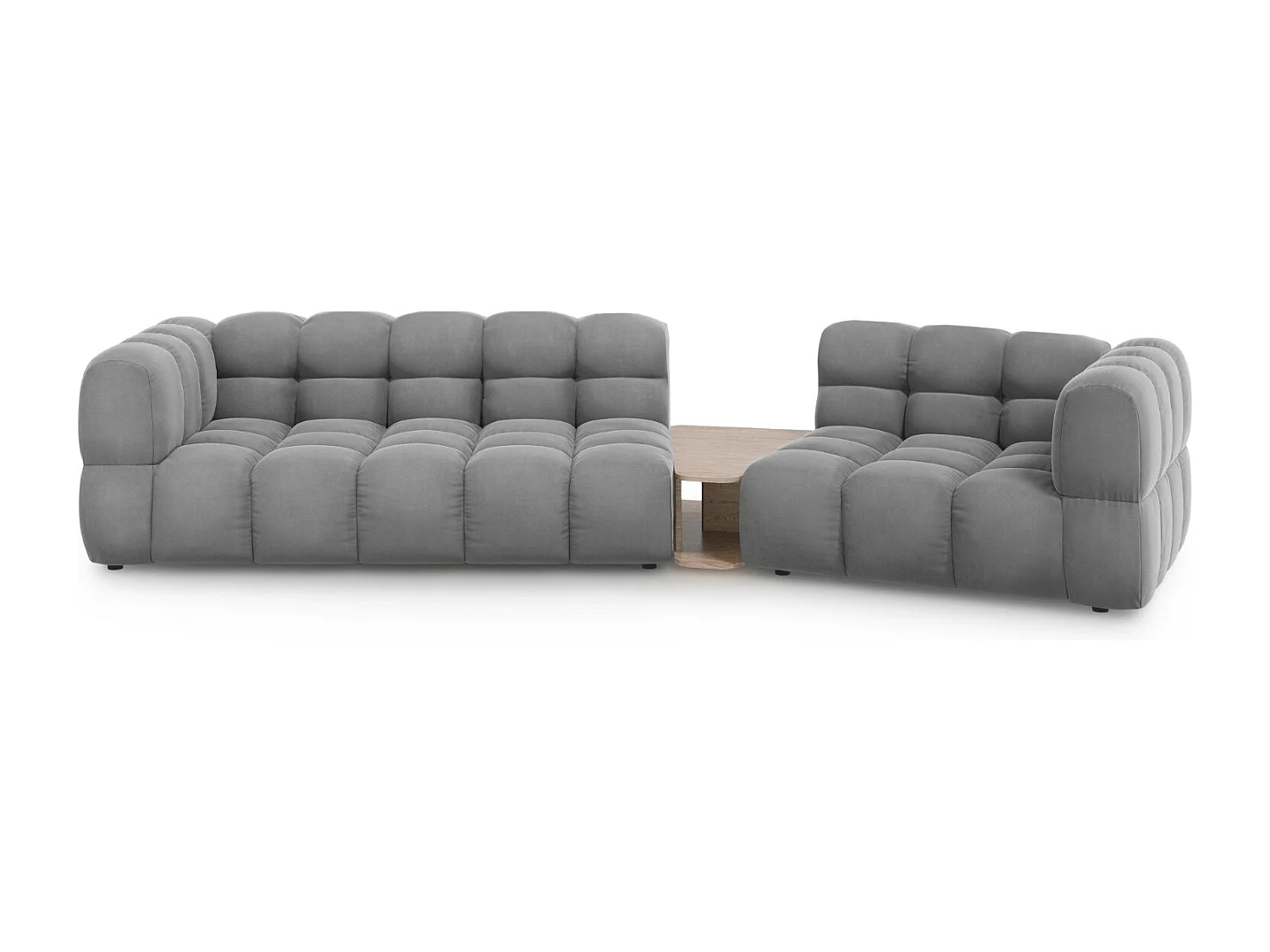 Cosmopolitan Design - Sofa modułowa bok prawy, "Sky" 3 miejsca welur, szary jasny - 353x148x75cm 3744916 - obrazek 1