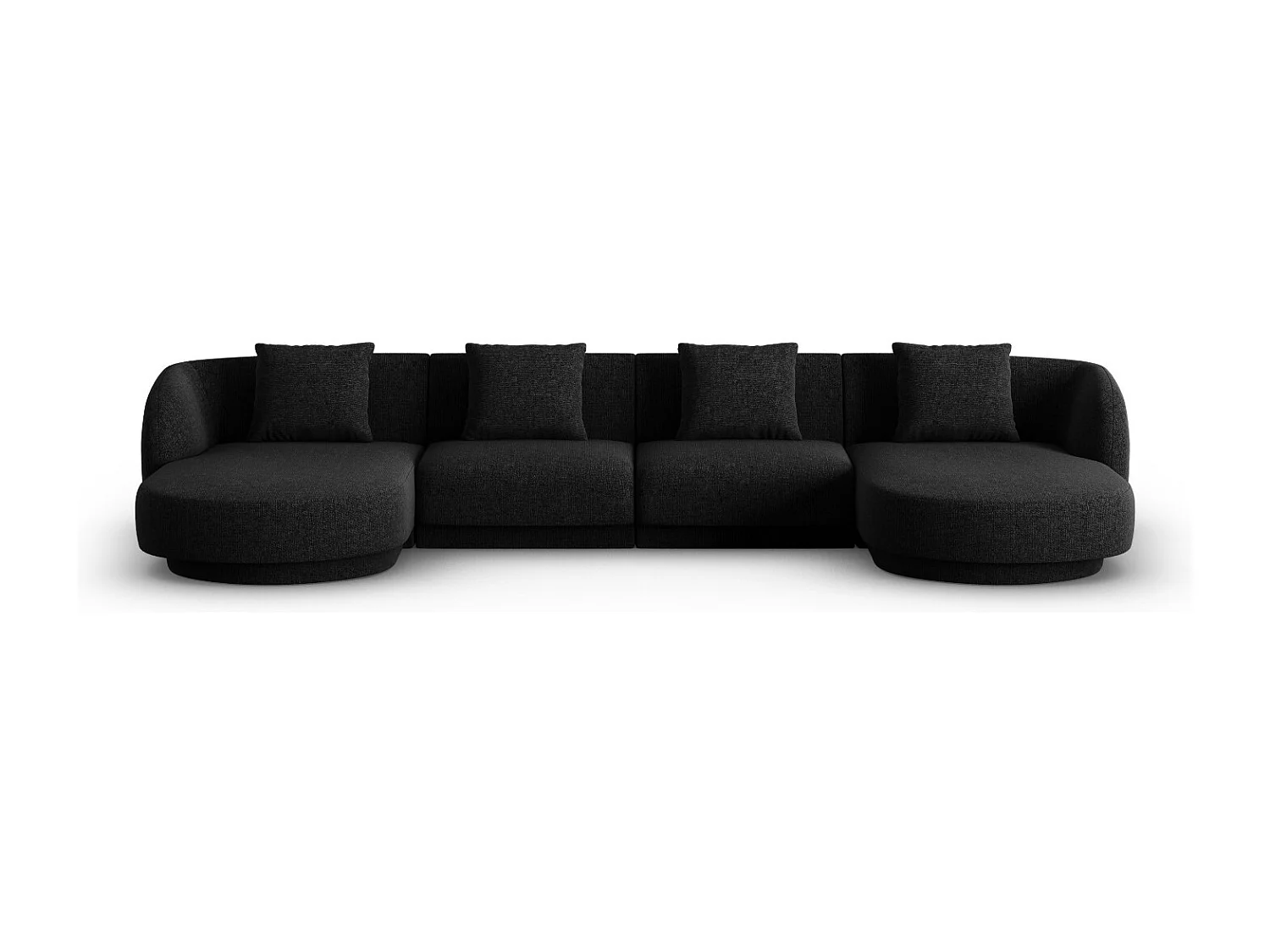 Cosmopolitan Design - Sofa panoramiczna, "Tulum" 5 miejsc szenil, czarny - 330x156x70cm 3744921 - obrazek 1