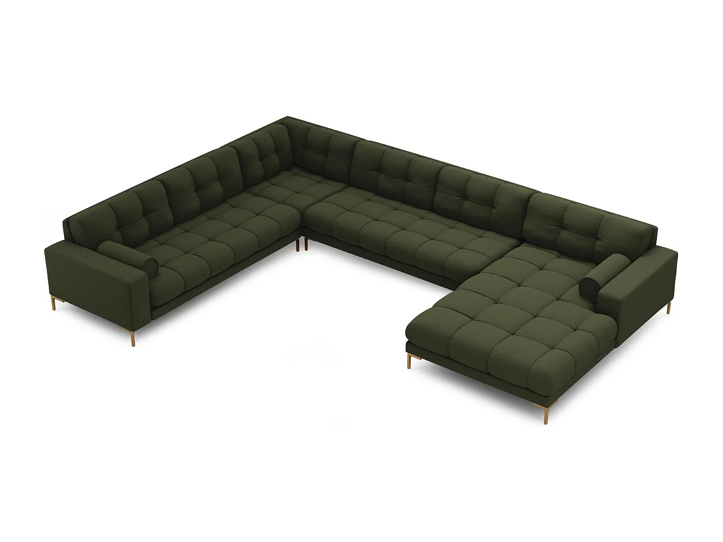 Cosmopolitan Design – Narożnik lewy panoramiczny, „Bali” 7 miejsc tkanina strukturalna, zielony – 327x256x75cm 3744956