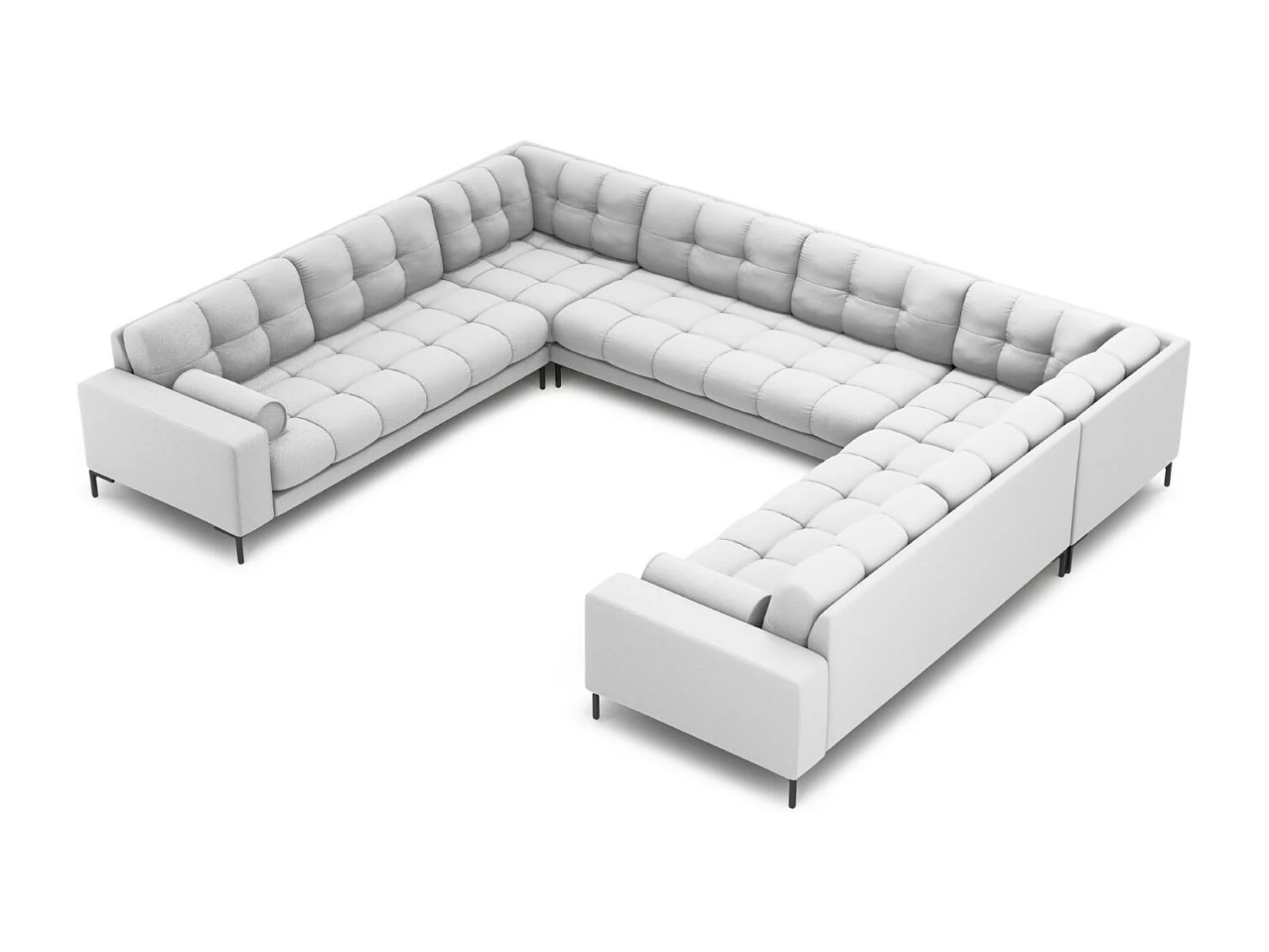 Cosmopolitan Design - Sofa panoramiczna, "Bali" 9 miejsc tkanina strukturalna, szary jasny - 327x256x75cm 3744972 - obrazek 1