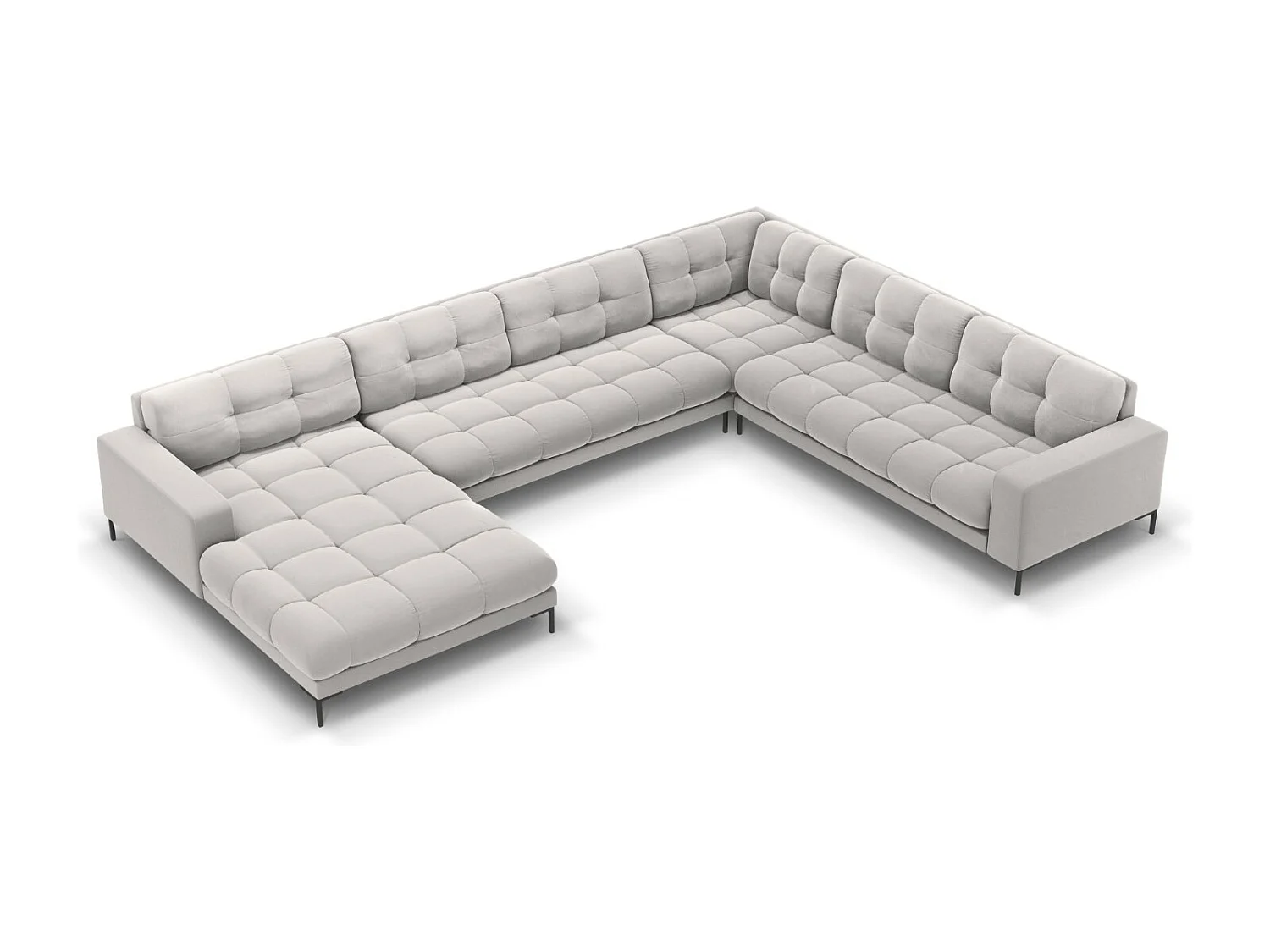 Cosmopolitan Design - Narożnik prawy panoramiczny, "Bali" 7 miejsc welur, srebrny - 327x256x75cm 3744991 - obrazek 1