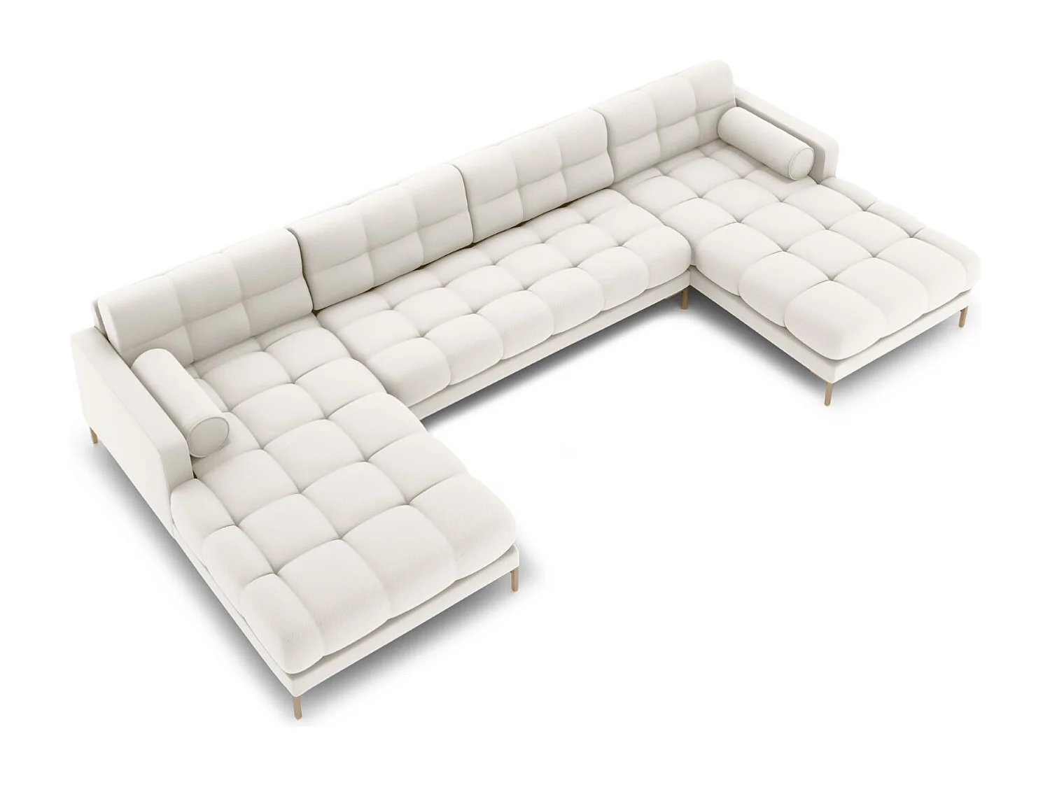 Cosmopolitan Design - Sofa panoramiczna, "Bali" 7 miejsc tkanina strukturalna, beż jasny - 383x185x75cm 3745010 - obrazek 1