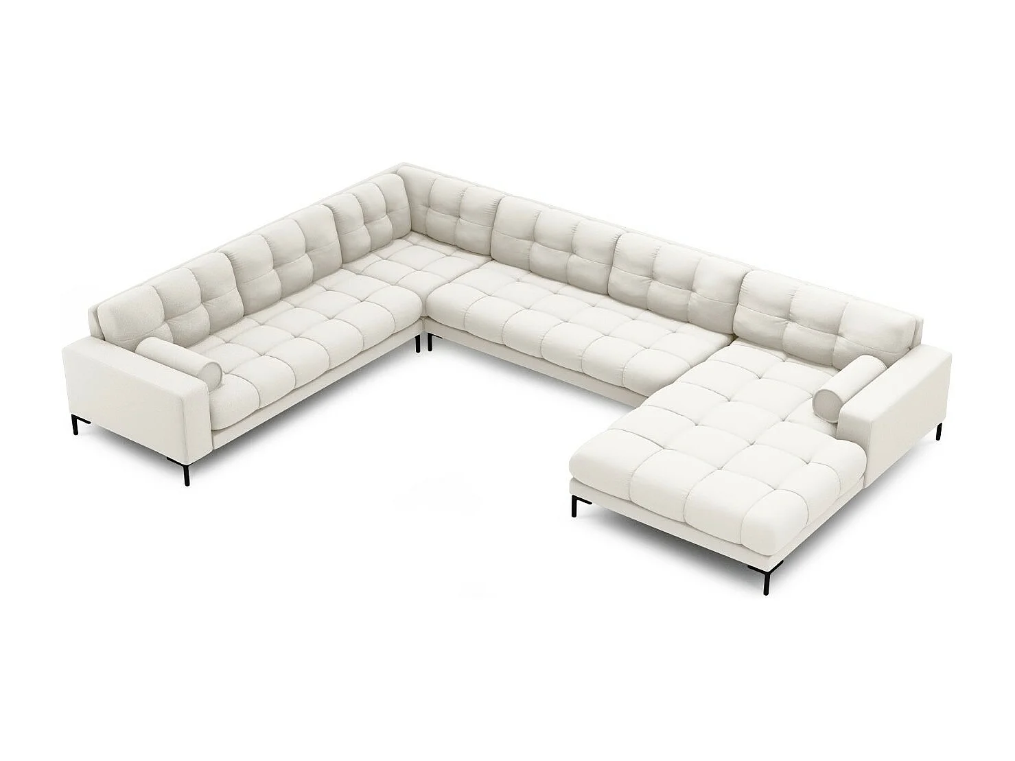 Cosmopolitan Design – Narożnik lewy panoramiczny, „Bali” 7 miejsc tkanina strukturalna, beż jasny – 327x256x75cm 3745011