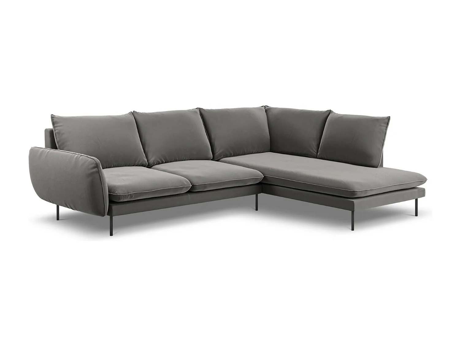 Cosmopolitan Design - Narożnik prawy, "Vienna" 6 miejsc welur, szary jasny - 275x185x95cm 3745037 - obrazek 1