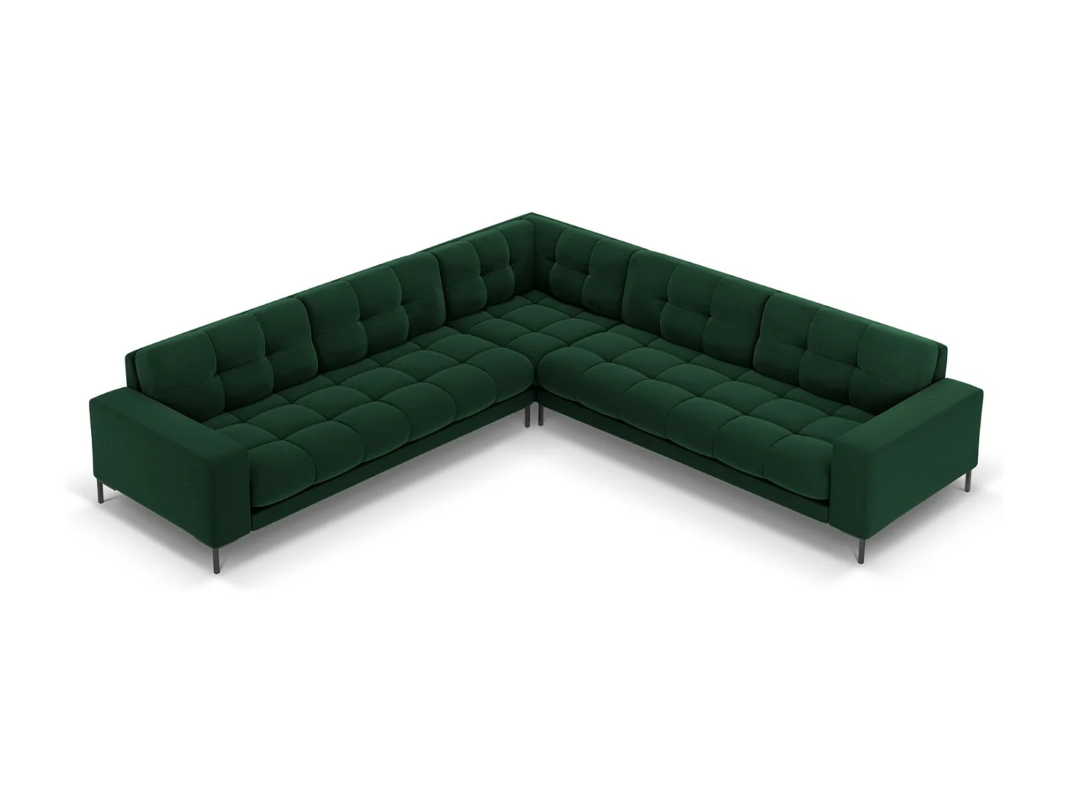 Cosmopolitan Design - Narożnik symetryczny, "Bali" 6 miejsc welur, zielony butelkowy - 256x256x75cm 3745040 - obrazek 1