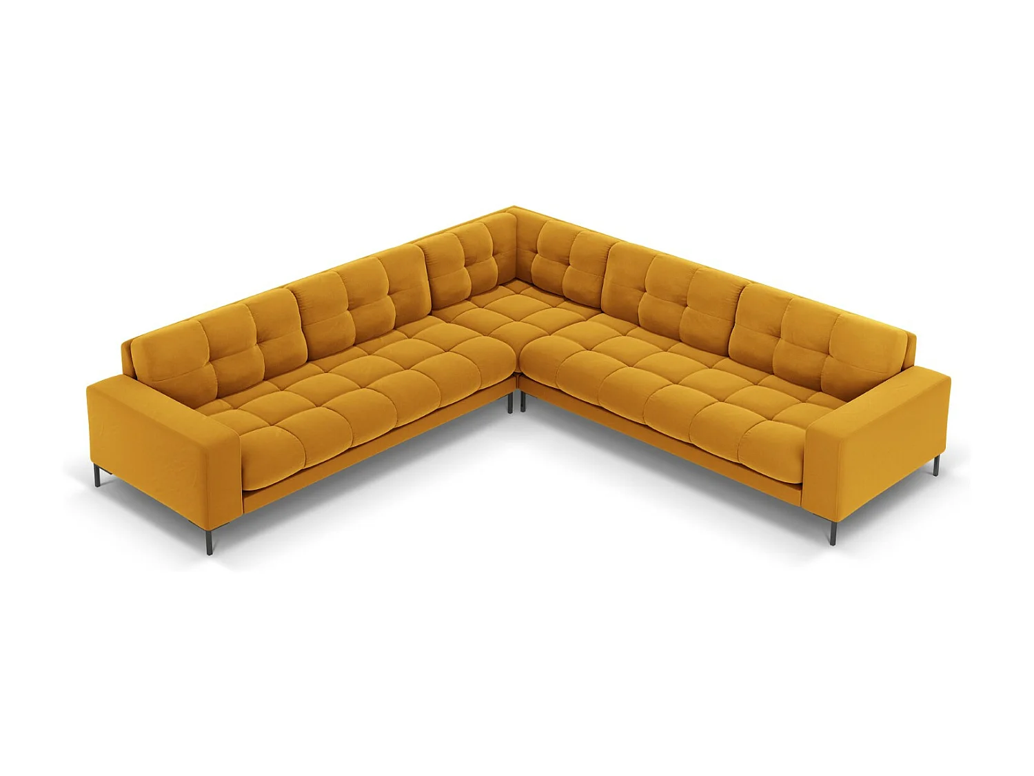 Cosmopolitan Design - Narożnik symetryczny, "Bali" 6 miejsc welur, żółty - 256x256x75cm 3745072 - obrazek 1