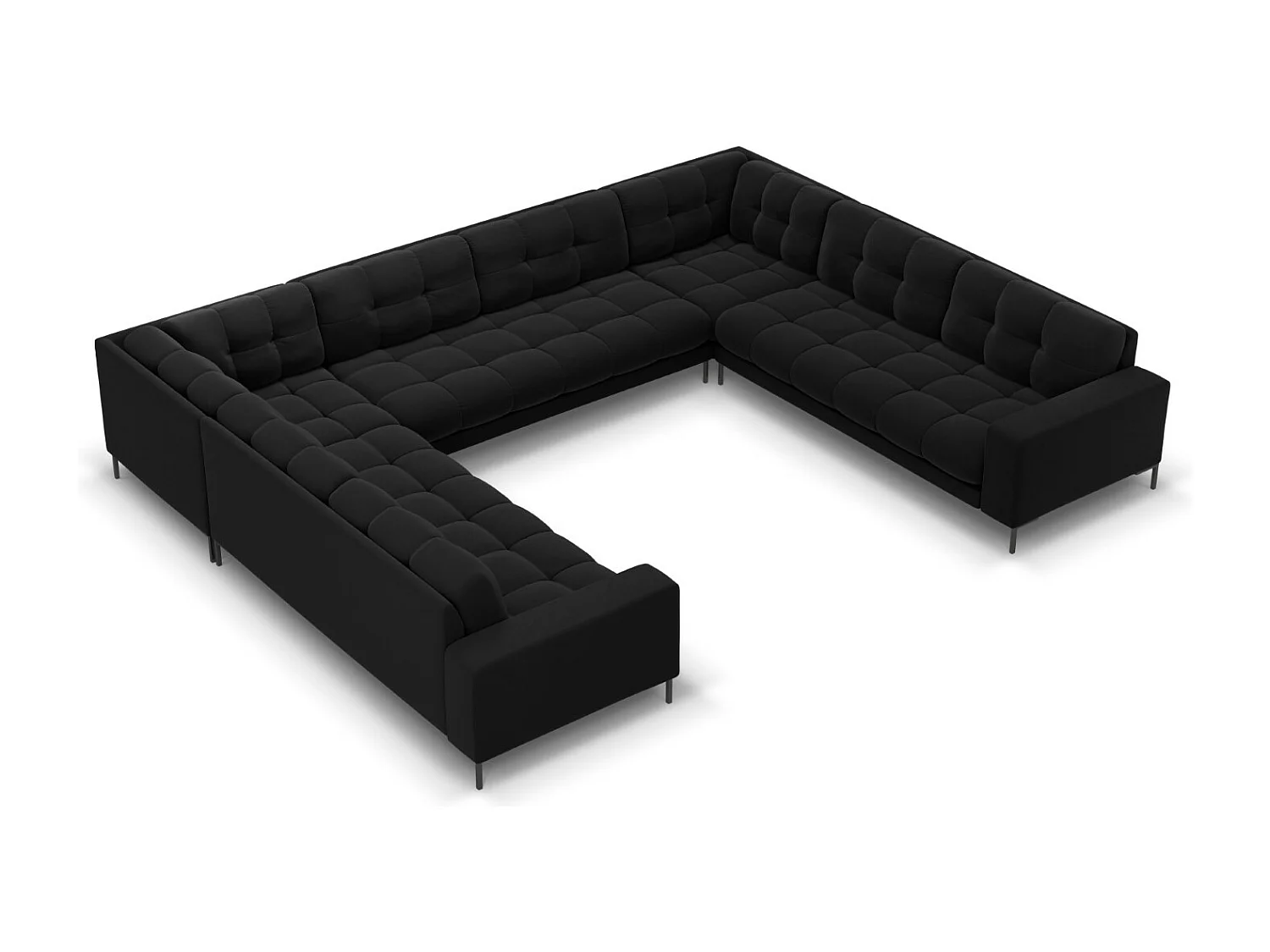 Cosmopolitan Design - Sofa panoramiczna, "Bali" 9 miejsc welur, czarny - 327x256x75cm 3745099 - obrazek 1