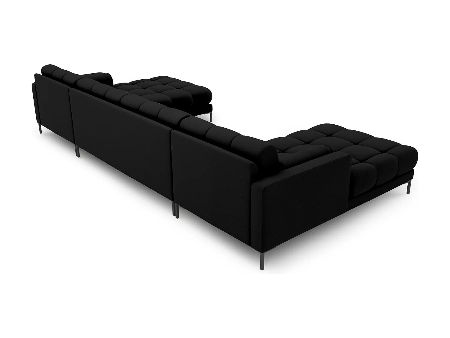Cosmopolitan Design - Sofa panoramiczna, "Bali" 7 miejsc tkanina strukturalna, czarny - 383x185x75cm 3745104 - obrazek 1