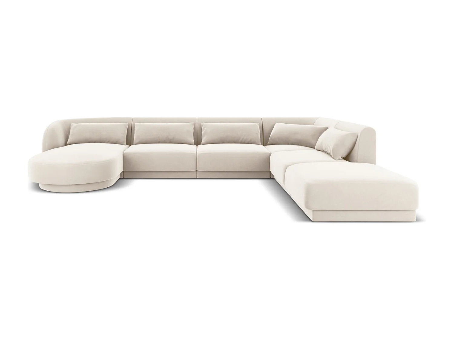 Cosmopolitan Design - Narożnik prawy panoramiczny, "Tulum" 6 miejsc welur, beż jasny - 330x255x70cm 3745111 - obrazek 1
