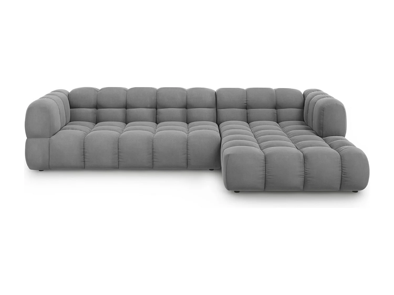 Cosmopolitan Design - Narożnik prawy panoramiczny, "Sky" 4 miejsca welur, szary jasny - 300x162x75cm 3745146 - obrazek 1