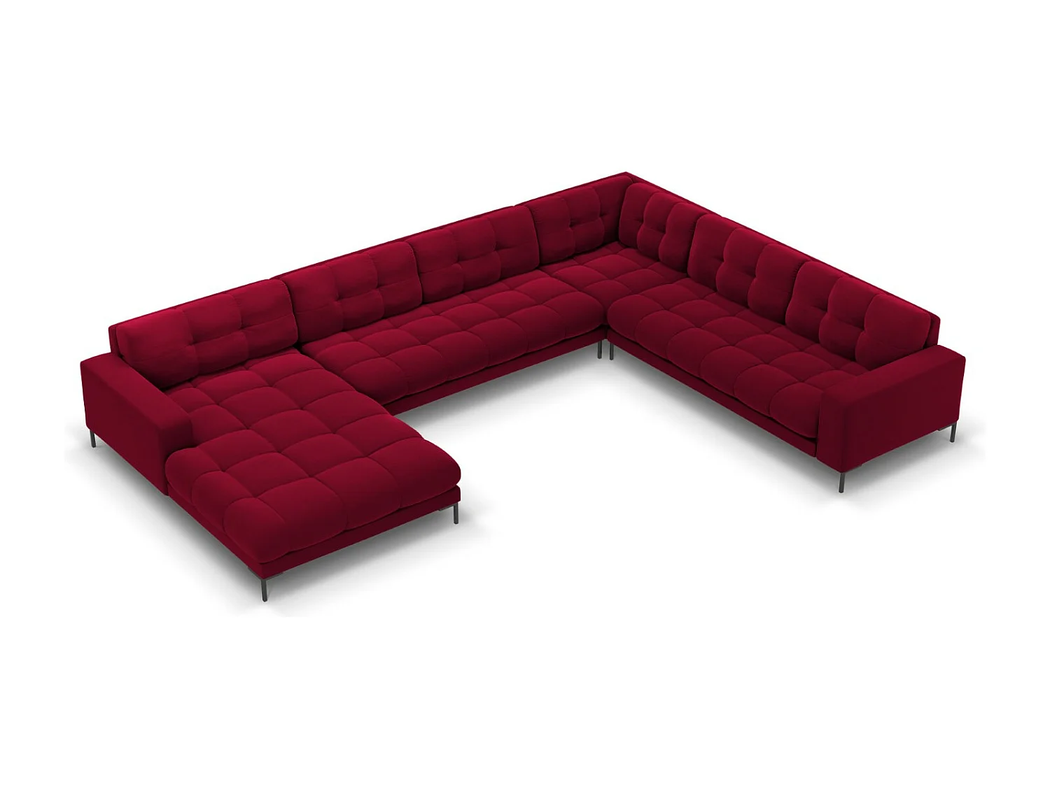 Cosmopolitan Design - Narożnik prawy panoramiczny, "Bali" 7 miejsc welur, czerwony - 327x256x75cm 3745148 - obrazek 1
