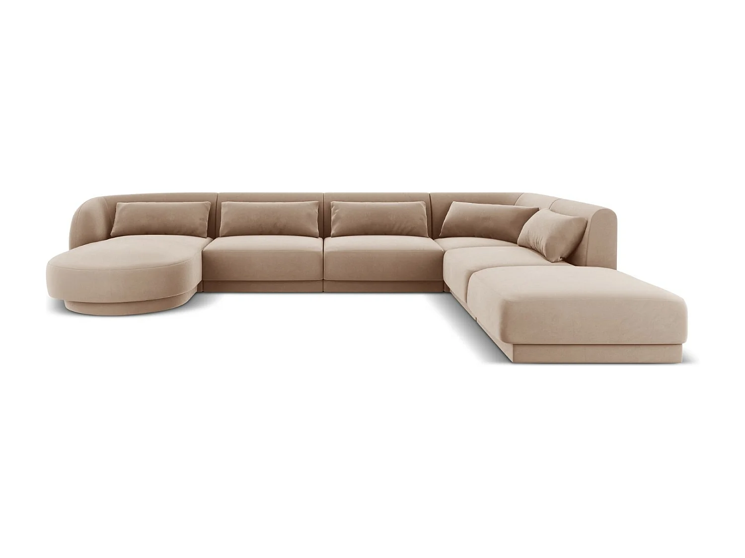 Cosmopolitan Design - Narożnik prawy panoramiczny, "Tulum" 6 miejsc welur, beż - 330x255x70cm 3745152 - obrazek 1
