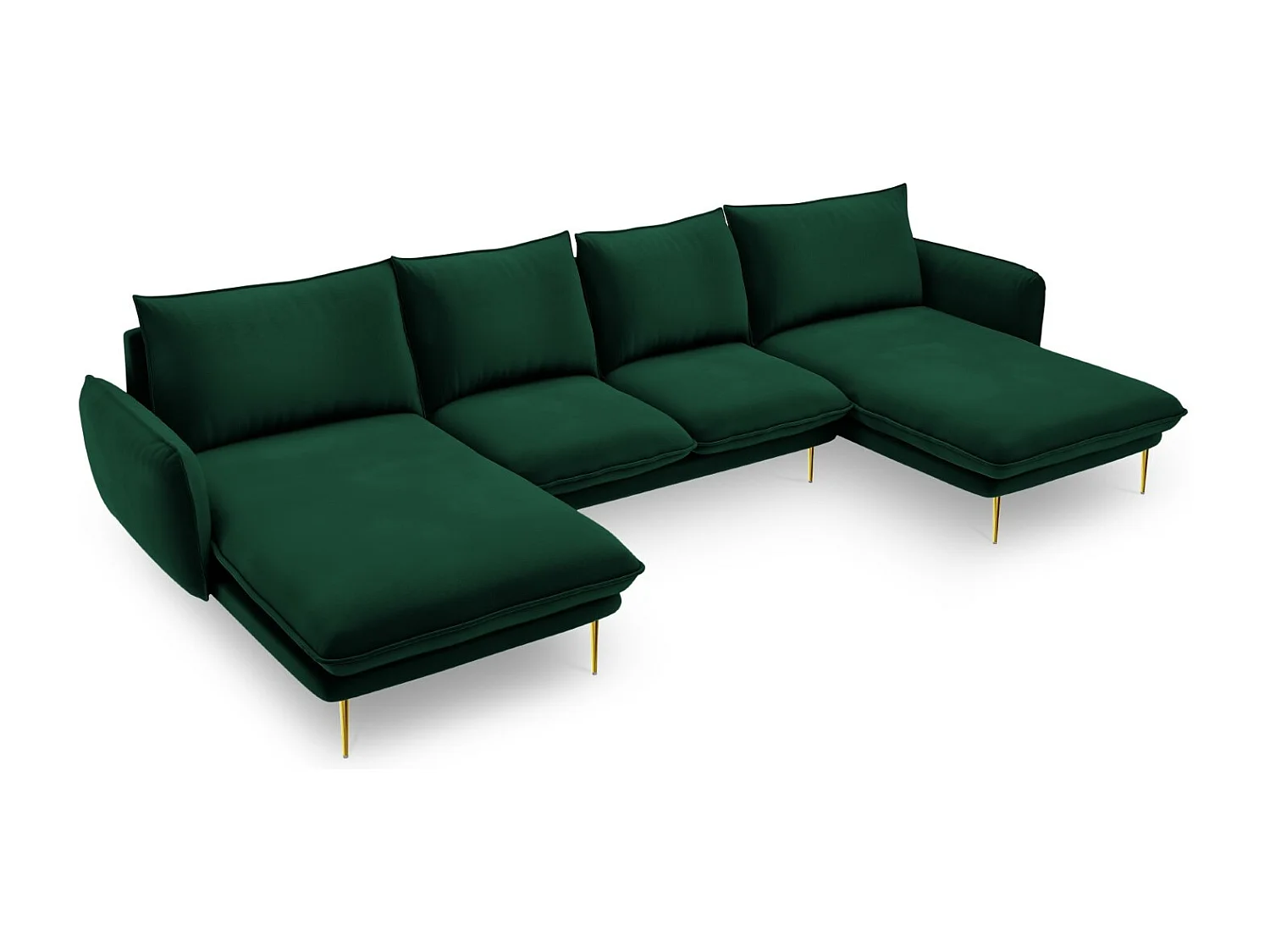 Cosmopolitan Design - Sofa panoramiczna, "Vienna" 6 miejsc welur, zielony butelkowy - 350x170x95cm 3745171 - obrazek 1
