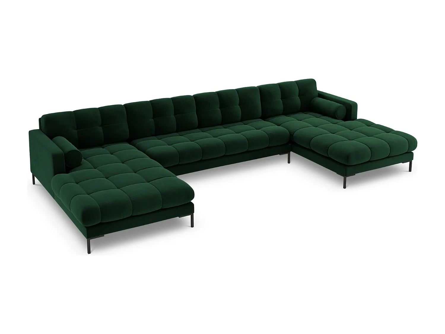 Cosmopolitan Design - Sofa panoramiczna, "Bali" 7 miejsc welur, zielony butelkowy - 383x185x75cm 3745181 - obrazek 1