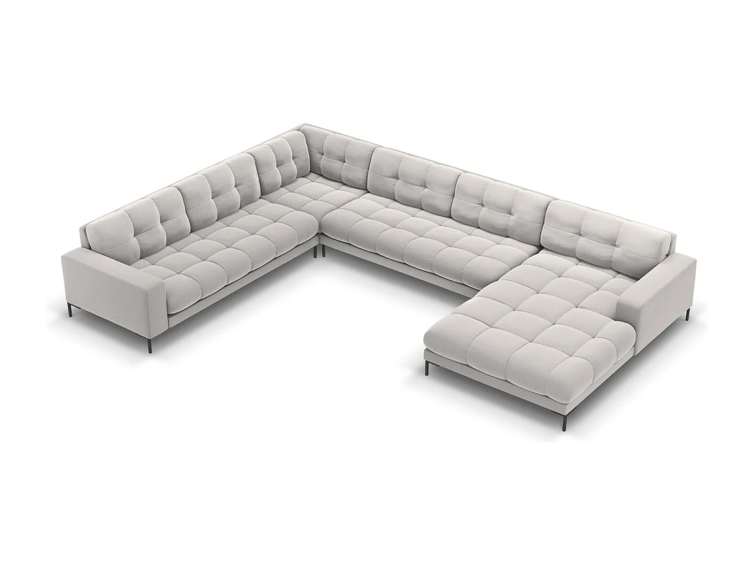 Cosmopolitan Design – Narożnik lewy panoramiczny, „Bali” 7 miejsc welur, srebrny – 327x256x75cm 3745194