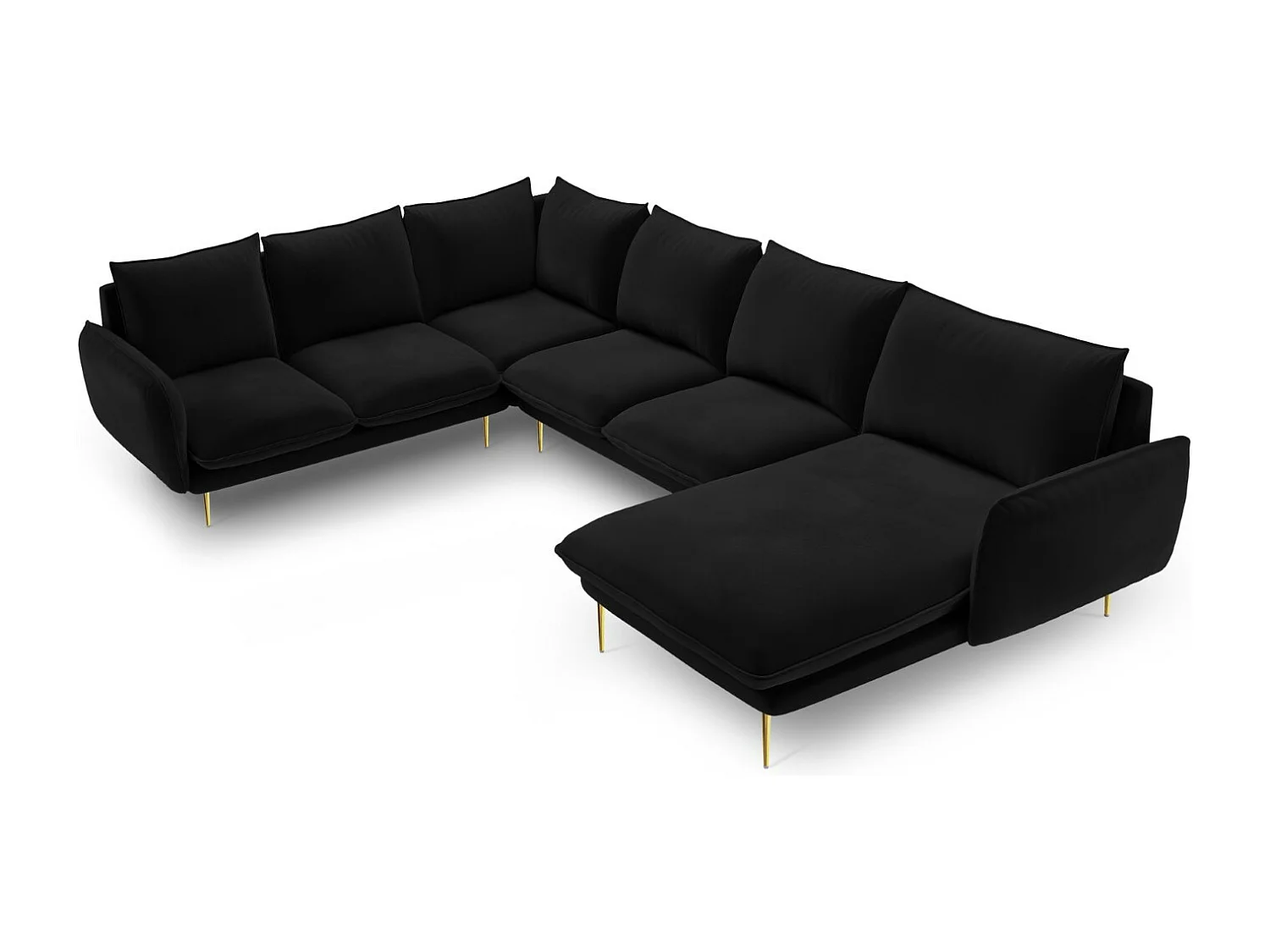Cosmopolitan Design – Narożnik lewy panoramiczny, „Vienna” 7 miejsc welur, czarny – 330x235x95cm 3745202