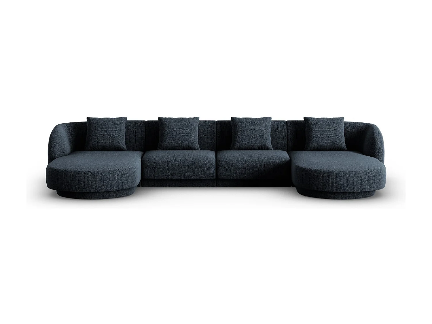 Cosmopolitan Design - Sofa panoramiczna, "Tulum" 5 miejsc szenil, błękit królewski - 330x156x70cm 3745208 - obrazek 1