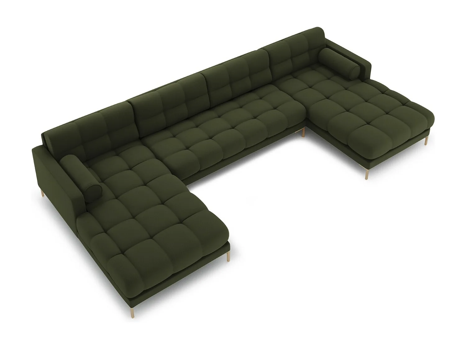 Cosmopolitan Design - Sofa panoramiczna, "Bali" 7 miejsc tkanina strukturalna, zielony - 383x185x75cm 3745212 - obrazek 1