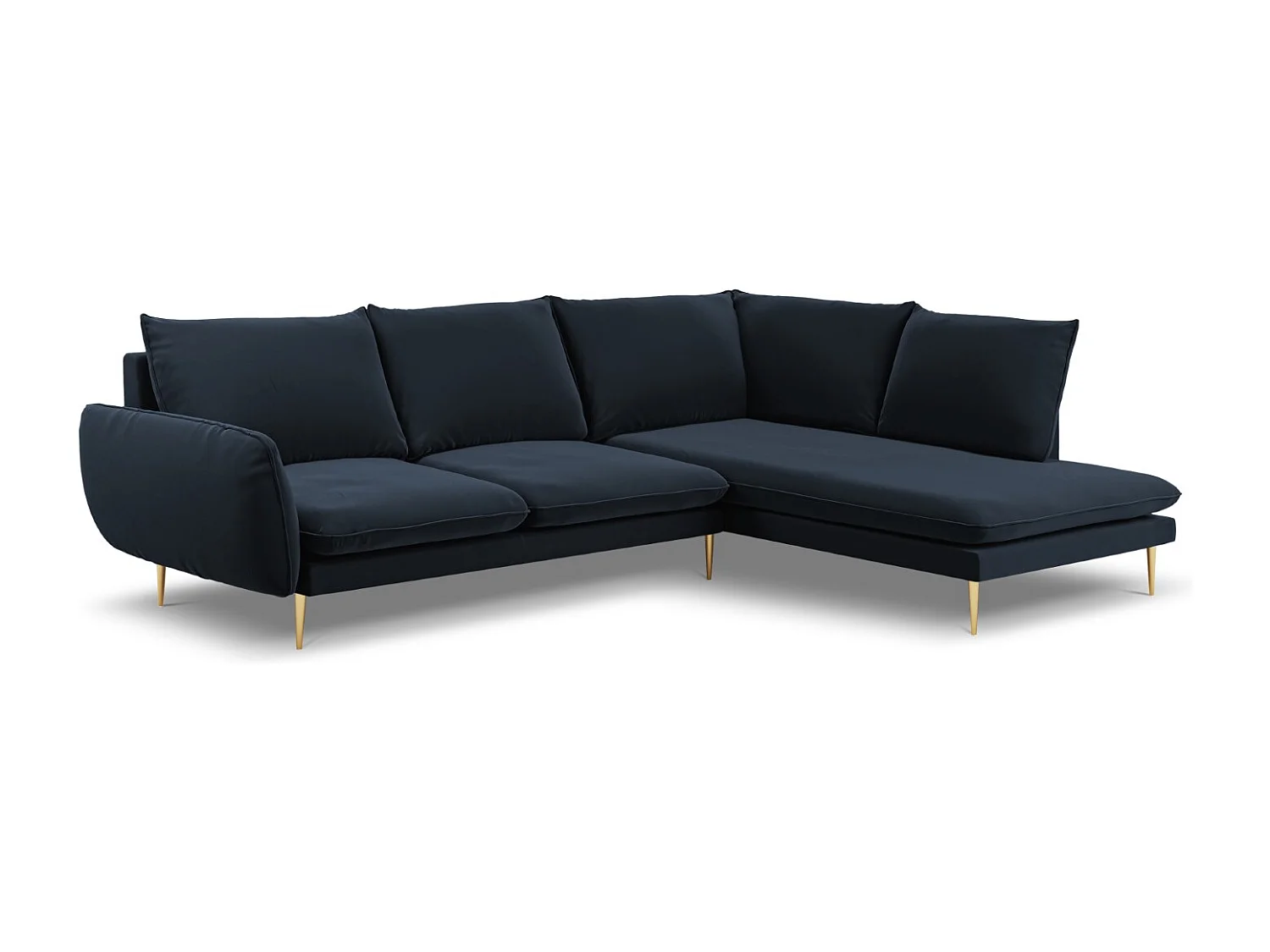 Cosmopolitan Design - Narożnik prawy, "Vienna" 6 miejsc welur, niebieski ciemny - 275x185x95cm 3745230 - obrazek 1