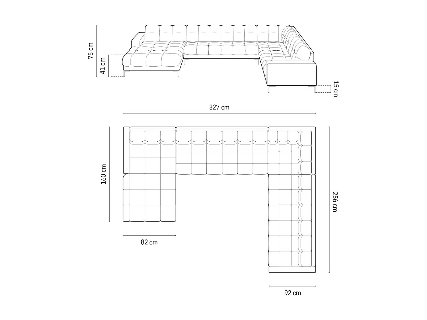 Cosmopolitan Design - Narożnik prawy panoramiczny, "Bali" 7 miejsc welur, czerwony - 327x256x75cm 3745237 - obrazek 1