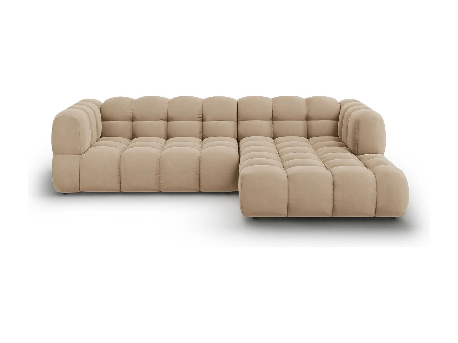 Cosmopolitan Design - Narożnik prawy panoramiczny, "Sky" 4 miejsca welur, piasek - 272x162x75cm 3745262 - obrazek 1