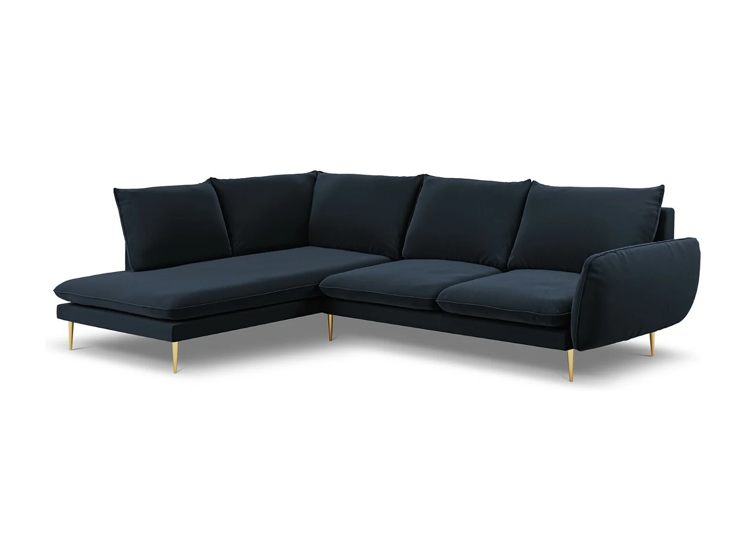 Cosmopolitan Design - Narożnik lewy, "Vienna" 6 miejsc welur, niebieski ciemny - 275x185x95cm 3745263 - obrazek 1