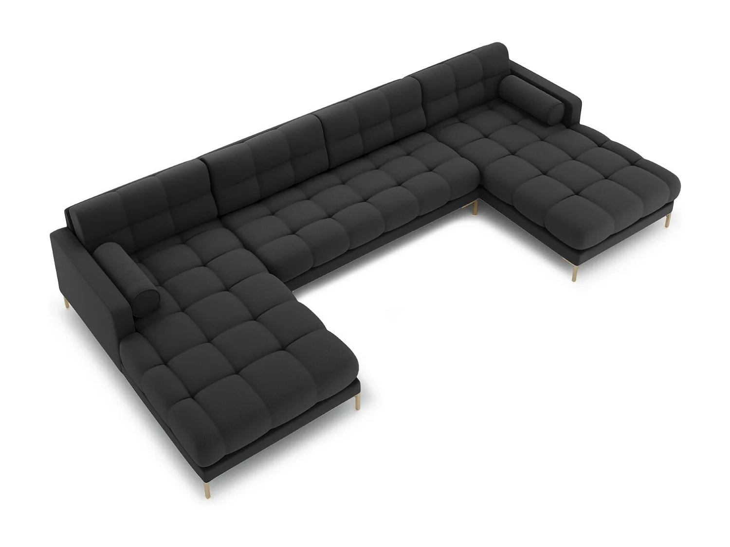 Cosmopolitan Design - Sofa panoramiczna, "Bali" 7 miejsc tkanina strukturalna, szary ciemny - 383x185x75cm 3745291 - obrazek 1