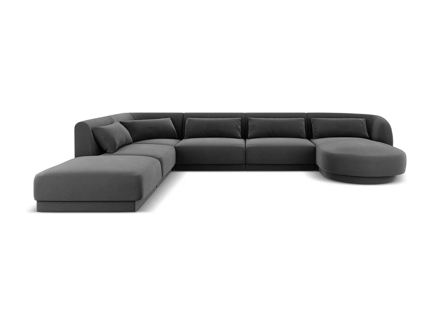 Cosmopolitan Design – Narożnik lewy panoramiczny, „Tulum” 6 miejsc welur, szary – 330x255x70cm 3745293