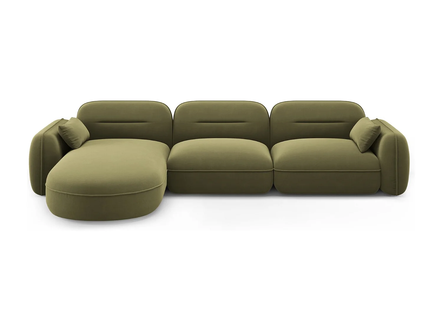 Cosmopolitan Design - Narożnik lewy panoramiczny, "Sydney" 4 miejsca welur, zielony jasny - 320x165x70cm 3745285 - obrazek 1